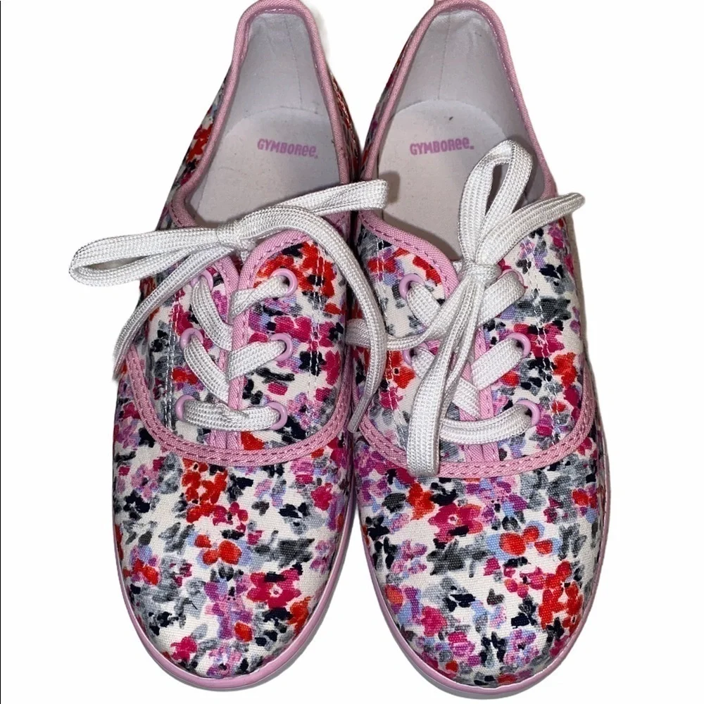 Gymboree fashion sneakers floral print multicolor lace up size 4 NWOT